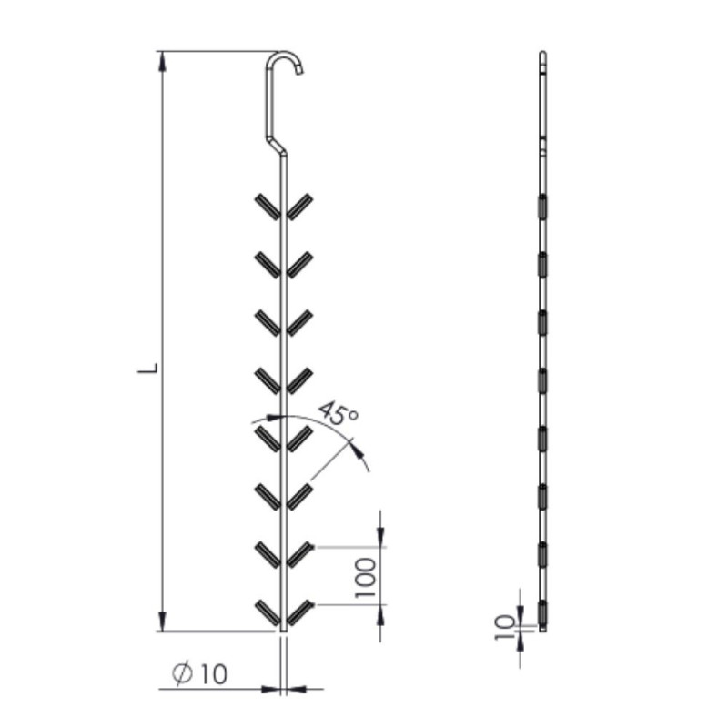 Potences embouts tubes carrés pour accrochage profilés  Balancelles Peinture