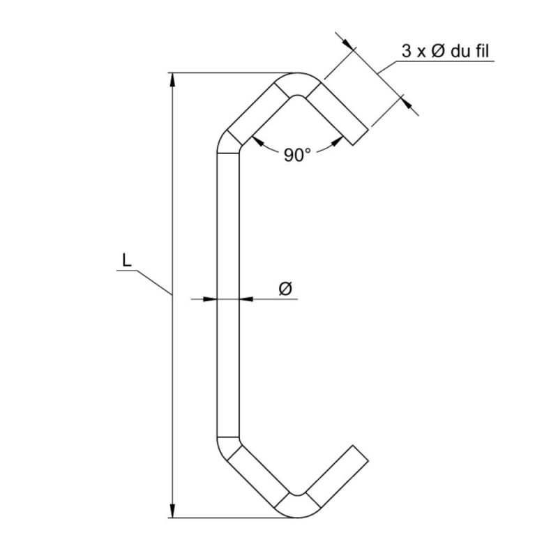 Crochets à peinture acier doux grands V 0°  Crochets à Peinture