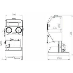 Cabine de dépoussiérage soufflage SF700 avec dépoussiéreur DPE400 ESEQCM-AR-SF700 Cabines de dépoussiérage