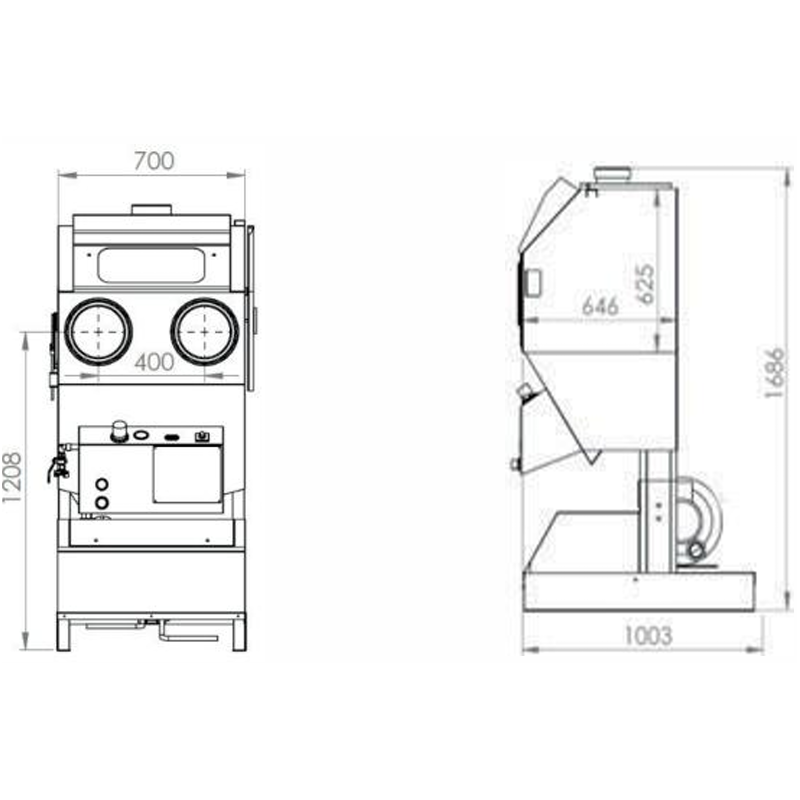 Cabine de dépoussiérage soufflage SF700 avec dépoussiéreur DPE400 ESEQCM-AR-SF700 Cabines de dépoussiérage