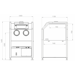 Cabine de dépoussiérage soufflage SF1000 avec dépoussiéreur DPE400 ESEQCM-AR-SF1000 Cabines de dépoussiérage