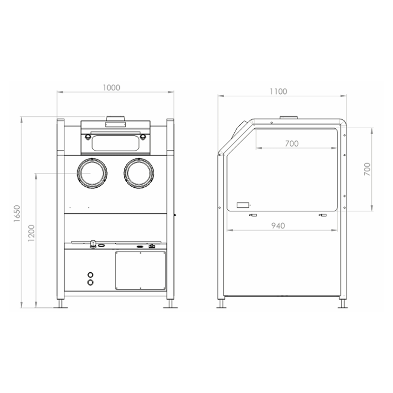 Cabine de dépoussiérage soufflage SF1000 avec dépoussiéreur DPE400 ESEQCM-AR-SF1000 Cabines de dépoussiérage