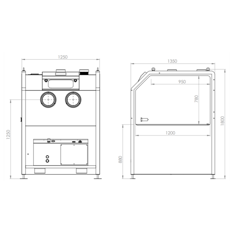 Cabine de dépoussiérage soufflage SF1250HD avec dépoussiéreur haut débit DPE750 ESEQCM-AR-SF1250HD Cabines de dépoussiérage